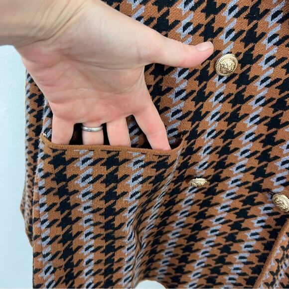 Joie Houndstooth Double Breasted Sweater Cardigan Blazer Jacket Size XL - Picture 7 of 10